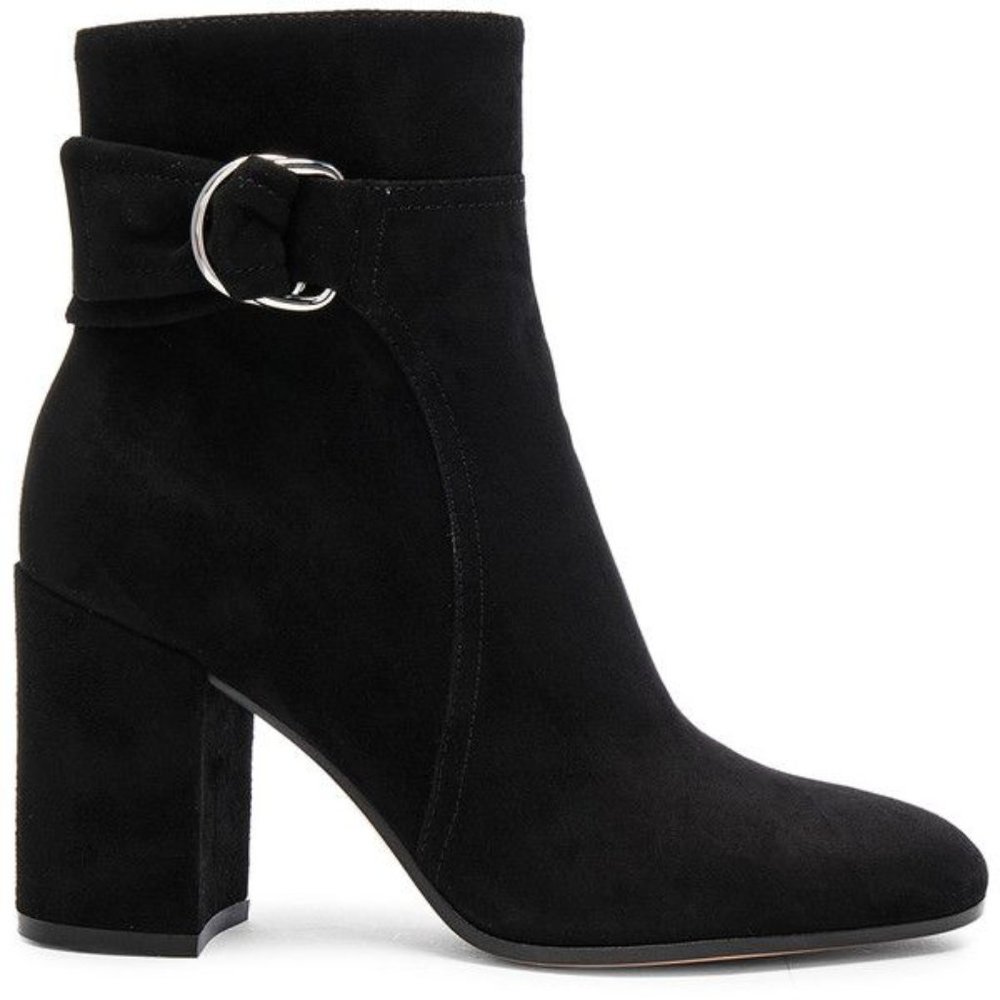 Gianvito Rossi Black Suede Belted Ankle Bootie